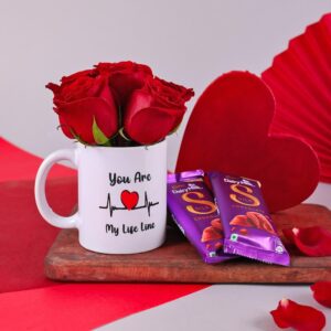 Gift Combo-6 Red Roses With Mug And Chocolate