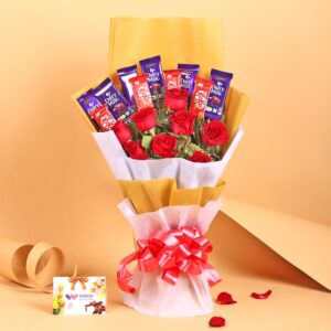 Symphony Of Chocolate With Roses Bouquet